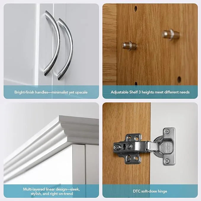 Medicine Cabinet -Bathroom Cabinet Wall Mount with DIY Lighting Unique Top and Dual-Tone Design, Over The Toilet Saver Storage Cabinets - ModernBath