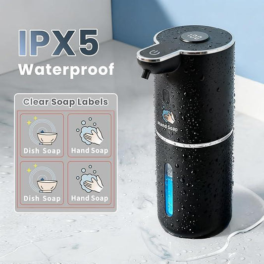 Automatic Soap Dispenser, Touchless Liquid Soap Dispensers, USB Rechargeable, 6-Level Adjustable Volume Control, 12.8oz/380ml, Wall Mount for Kitchen, Bathroom, Free Liquid Dispenser Stickers (Black) - ModernBath