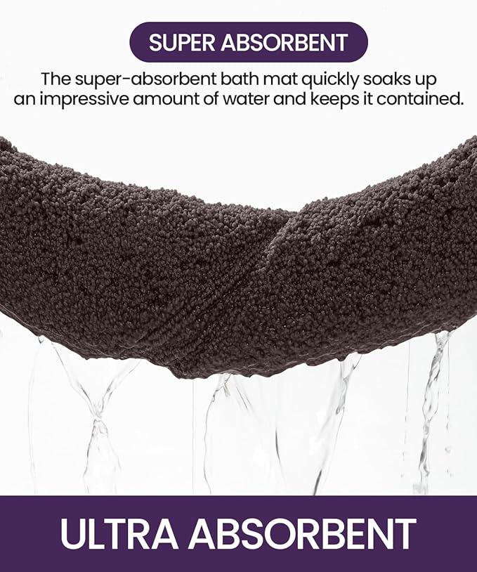 DEXI Bathroom Rugs 32x20, Washable Non Slip Bath Mat for Shower Floor, Absorbent Quick Dry Bathmat with Rubber Backing, Ultra Soft Plush Carpet for Tub, Brown - ModernBath