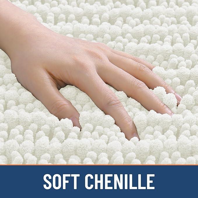 Smiry Bathroom Rugs Mat 24x16, Extra Soft Absorbent Chenille Bath Rugs, Non Slip Rubber Backing Machine Washable Quick Dry Bath Mats for Bathroom Floor, Tub, Shower, Home Decor Accessories, Ivory - ModernBath