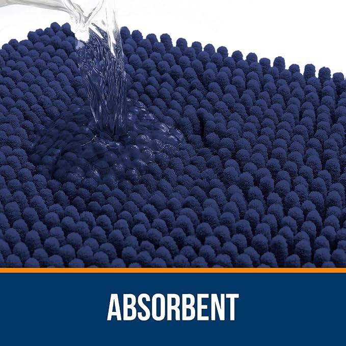 OLANLY Bathroom Rugs 30x20, Extra Soft Absorbent Chenille Bath Rugs, Rubber Backing Quick Dry, Machine Washable Bath Mats for Bathroom Floor, Tub and Shower, Home Decor Accessories, Twilight Sapphire - ModernBath