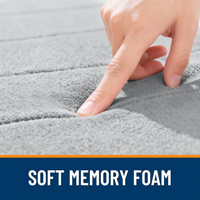OLANLY Memory Foam Bath Mat 59x35, Super Soft Absorbent Bathroom Rugs, Quick Dry, Machine Washable Shower Floor Rugs, Bathmat Carpet, Bathroom Home Decor Accessories, Light Gray - ModernBath