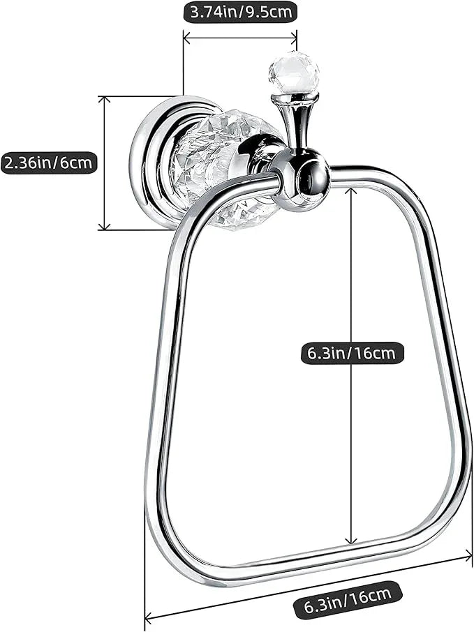 WINCASE Crystal Towel Ring, Chrome Hand Towel Holder, Silver Towel Rack Hanger for Bathroom, Towel Holder Bling Wall Mounted Decorative - ModernBath