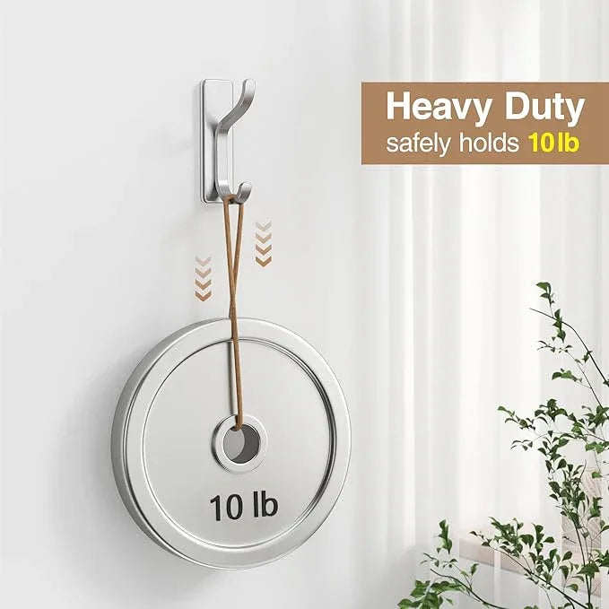 pickpiff Adhesive Wall Coat Hooks - Heavy Duty Stick-On Door Hanger, Metal Hook for Hanging Towel,Purse, Robe, Backpack, Jacket, Clothes - for Bathroom,Dorm, Closet, Kitchen - Silver, 4 Pack - ModernBath