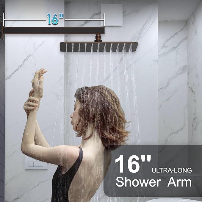 KOJOX Oil Rubbed Bronze Shower System with High Pressure 10 Inch Rainfall Shower Head, Handheld Shower head and Shower Faucet Trim valve, Bathroom Luxury Rain Mixer Shower Set Wall Mounted - ModernBath