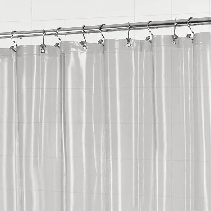Barossa Design Clear Black Stall Shower Curtain Liner with 3 Magnets - 36" x 72" Waterproof PEVA Plastic Shower Liner for Small Bathroom, Lightweight Bath Curtain, Metal Grommets - Clear Black - ModernBath