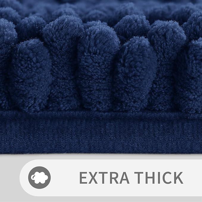 Yimobra Toilet Rugs U Shaped Washable 24 x 20, Non Slip and Super Absorbent Toilet Mat, Quick Dry, Ultra Luxury Microfiber Chenille Plush Fluffy Contour Bath Rugs for Toilet Base, Navy Blue - ModernBath