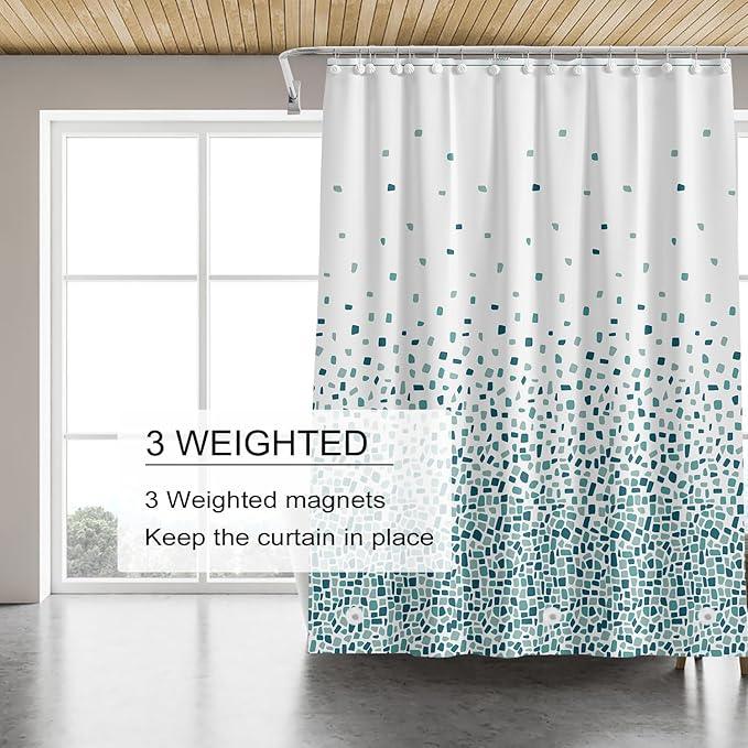 TIKABC Shower Curtain Liner, 4G PEVA Shower Liner, Plastic Waterproof Shower Curtains, with Grommet Holes and 3 Magnetic Weights(Gradient Green) - ModernBath