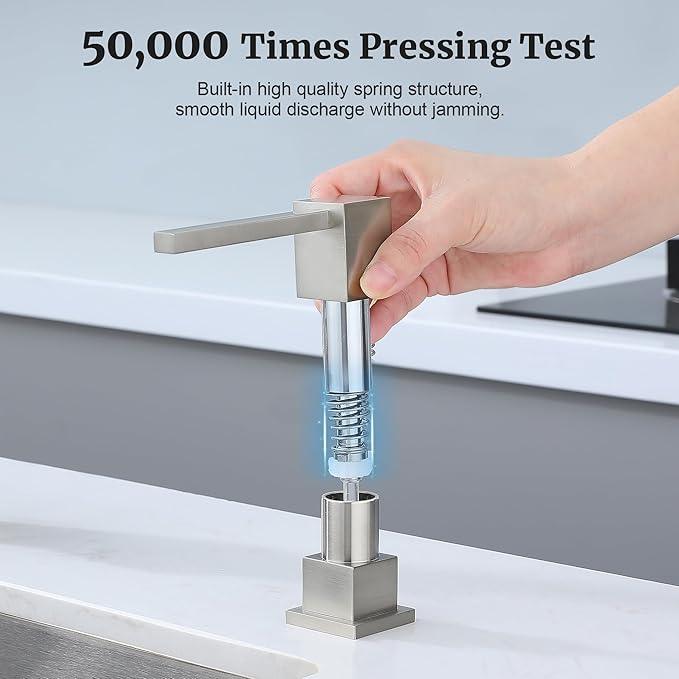 Sink Soap Dispenser for Kitchen Sink Brushed Nickel, All Brass Built-in and Refill from Top Design,Metal Hand Soap & Dish Soap Copper Pump - ModernBath