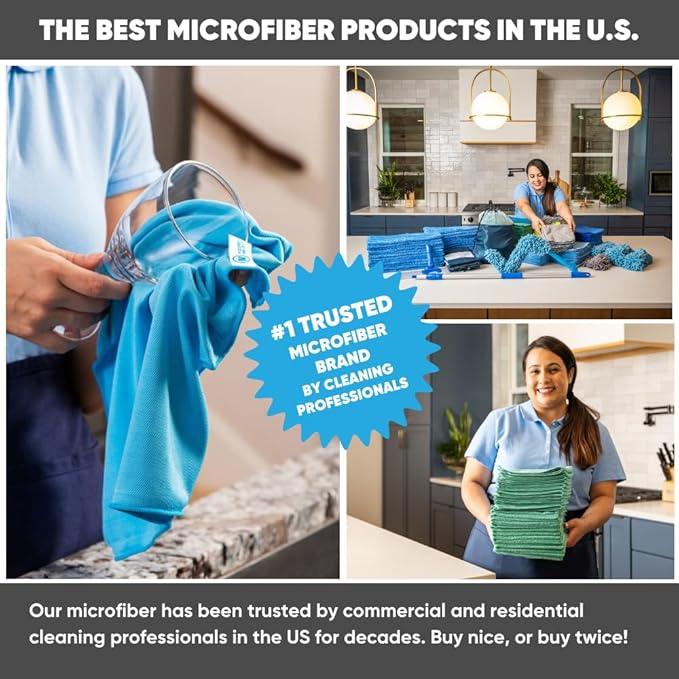Blue Microfiber Shop Towels | MWipes Reusable Shop Rags | 50 Rags in a Box (400 Count) | Super Absorbent, Machine Washable Hundreds of Times | Automotive, Paint, Industrial, Detailing - ModernBath