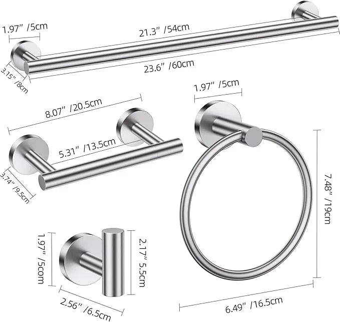 Brushed Nickel Towel Bar Bathroom Hardware Accessories Set, 10 Pieces Upgraded Toilet Paper Holder 23.6 Inch Towel Rack for Bathroom Wall Mounted Stainless Steel Bathroom Set - ModernBath