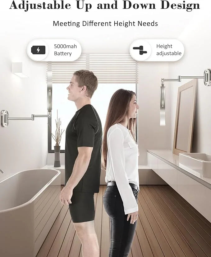 vpu 9" Wall Mounted Makeup Mirror with Light, 20X/1X Height Adjustable Double Sided Magnifying Bathroom Lighted Mirror, 3 Color Touch Dimmable Extended Arm 360 Rotation Light up Magnification Mirrors - ModernBath