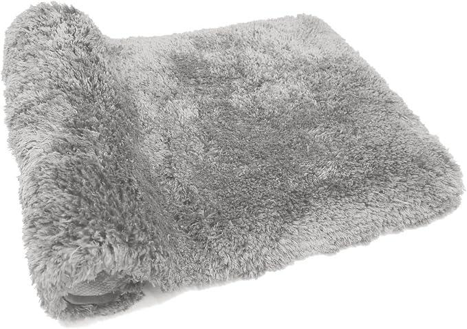 FIFU Bathroom Rugs 17" W x 24" L, Bath Mat for Bathroom, Bedroom, Laundry Room & Kitchen, Non-Slip Rubber Latex Backing, Extra Soft and Absorbent Microfiber Carpet, Machine Washable Rug, Silver Gray - ModernBath