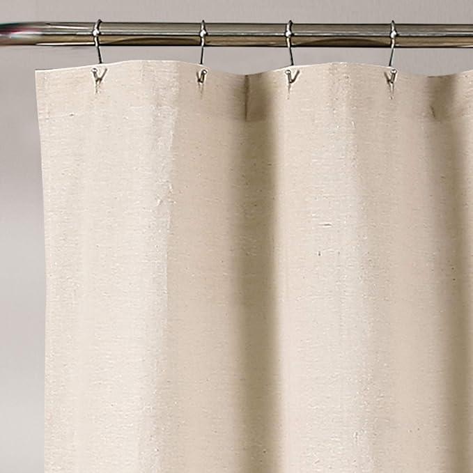 Lush Decor Linen Button Shower Curtain, 72" W x 78" L, Linen - Extra Long Shower Curtains - Neutral Shower Curtain Fabric - Farmhouse Bathroom Decor - ModernBath