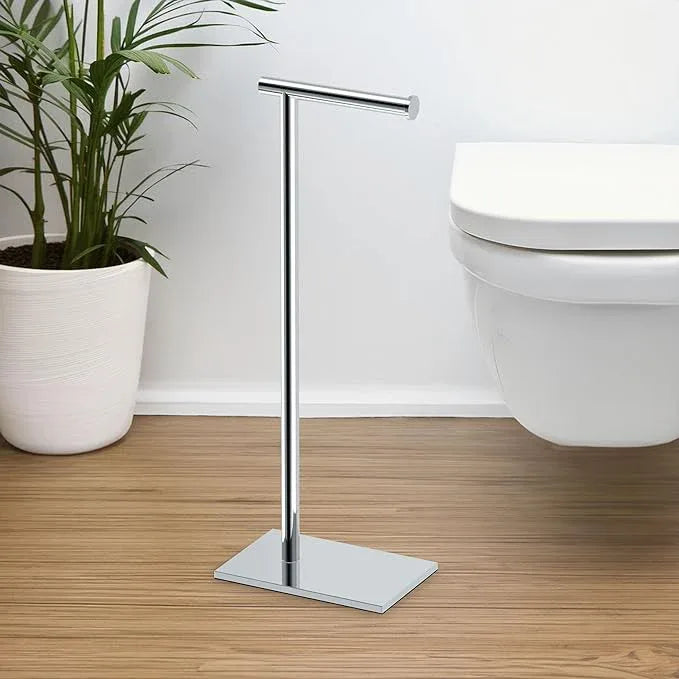 Gatco 1431C Modern Rectangle Base Freestanding Toilet Paper Holder, 21.25" Chrome with Weighted Base - ModernBath
