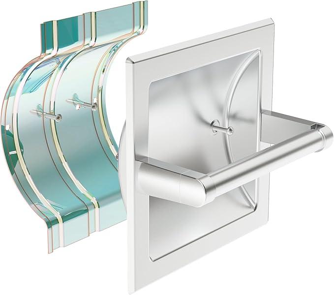 Brushed Nickel Recessed Toilet Paper Holder,Pivoting Toilet Tissue Holder,Made of SUS304 Stainless Steel, in Wall Toilet Paper Holder with Bracket - ModernBath