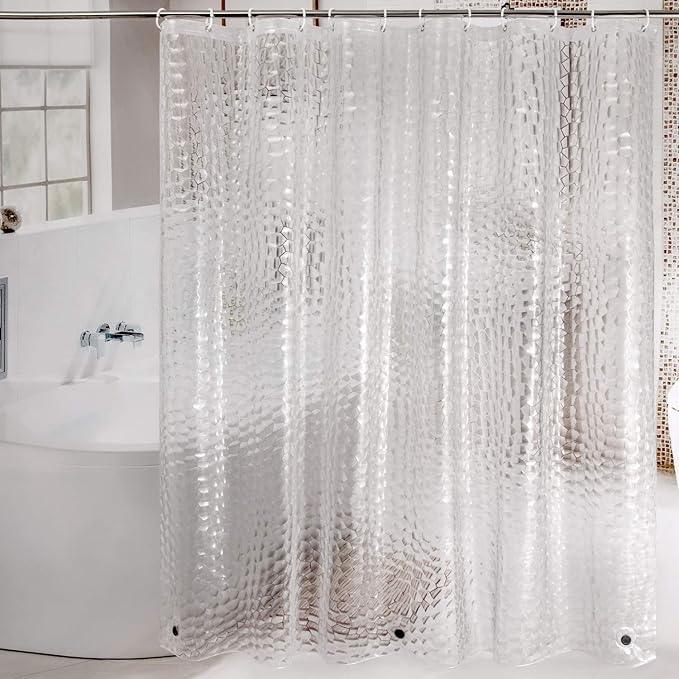 WELTRXE EVA Shower Curtain Liner with Magnets, 72 x 78 Inch Waterproof 3D Water Cube Clear Bathroom Shower Curtains, No Chemical Smell, Heavy Duty, Extra Long for Shower Stall, Bathtubs, 12 Hooks - ModernBath