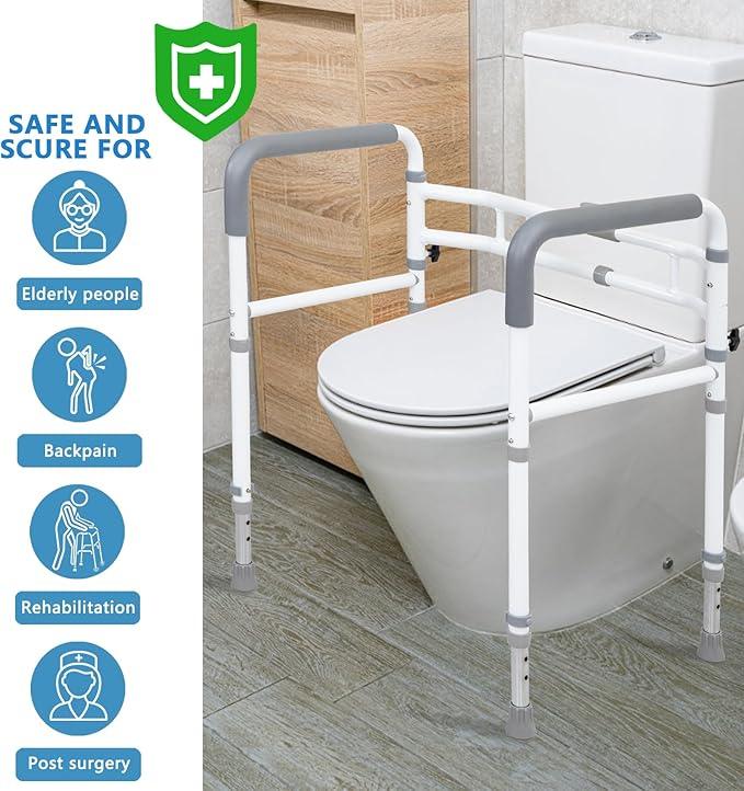 WeHwupe Toilet Rails - Toilet Safety Rail for Elderly Adults - Adjustable Bathroom Toilet Handles - Toilet Safety Frame & Rails - Toilet Grab Bars for Senior, Handicap & Disabled,Fits Most Toilets - ModernBath