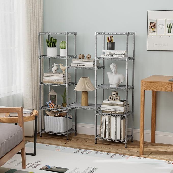 Small 5 tire Shelves Storage Wire Shelving Unit Metal Shelf Adjustable Organizers Storage Shelving for Bathroom Laundry Room Kitchen Pantry10”D x 16”W x 60.2”H Silver - ModernBath