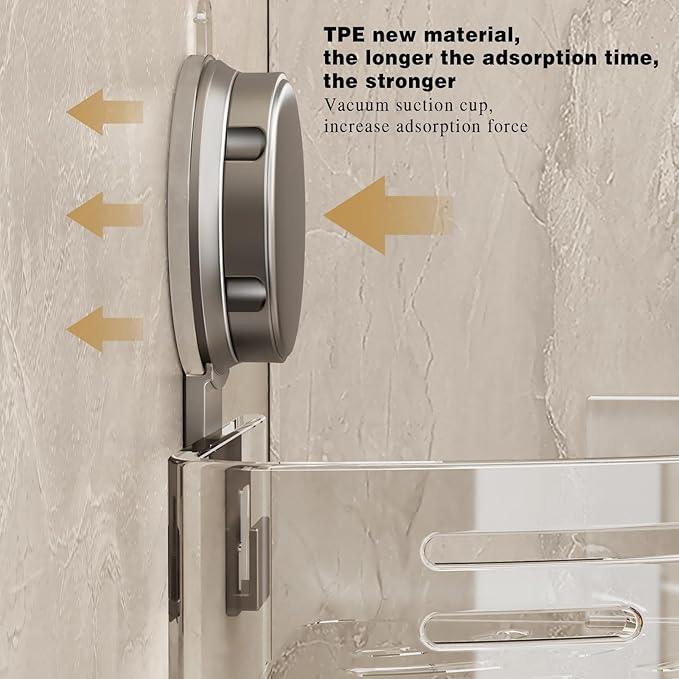 VOLPONE Corner Shower Caddy Suction Cup Shower Shelf Corner No Drilling Bathroom Shower Organizer Storage Rack Adhesive Without Towel Bar (2Pack, Gray) - ModernBath