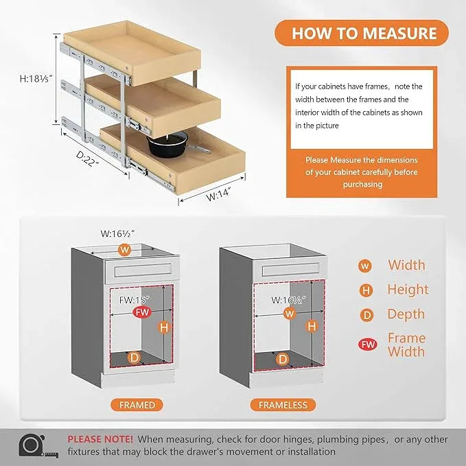 WelFurGeer 3-Tier Pull Out Cabinet Organizer with Soft Close, Heavy-Duty Slide Out Drawers for Cabinets, Pull Out Drawers for Cabinets, Bottom Mount Shelves for Kitchen, Pantry, Bathroom - ModernBath
