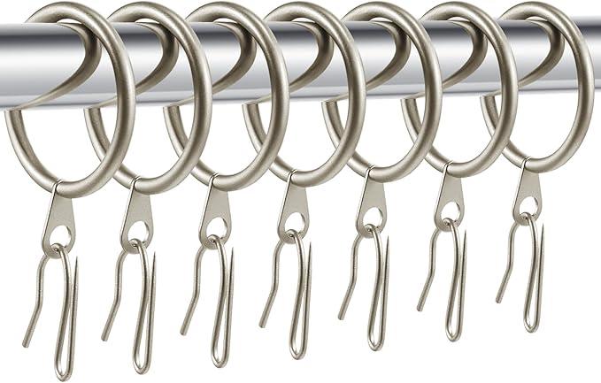 Hotop 30 Pcs Metal Drapery Curtain Rings 0.98/1.26/1.65 inch Interior Diameter and 30 Pcs Hanging Curtain Drapery Pin Hooks for Window Door Shower(Champagne Gold,32 mm) - ModernBath
