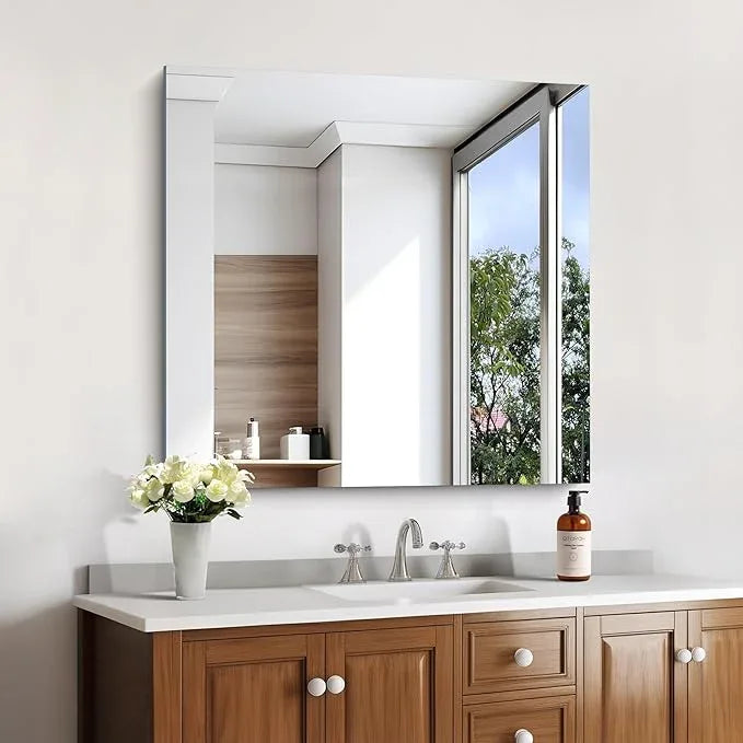 KOCUUY Frameless Mirror, 30"x30" Square Rectangle Bathroom Mirror for Over Sink, Upgraded Shatterproof Unframed Design for Bedroom, Living Room, Entryway - ModernBath