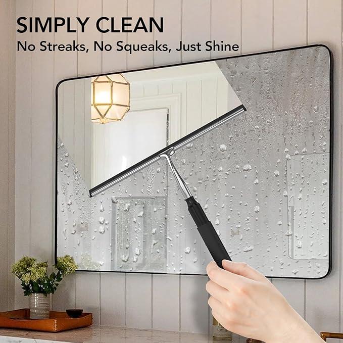 Shower Squeegee with Long Handle, 15-51" Telescopic Squeegee for Window Cleaning, Window Squeegee for Glass Doors, Extendable Window Cleaner Tool for Tile Walls, Sliding Door, Floor, Car Windshield - ModernBath
