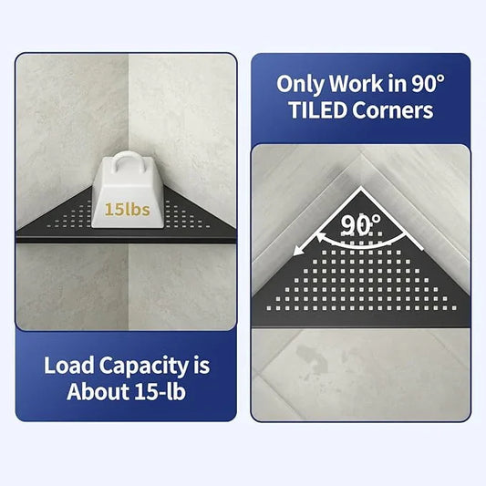 Corner Shower Shelf 2 Pack, 304 Stainless Steel Shelf for Bathroom, 10'' Grout in Shelves Rack for Tiled Wall, No Drilling Needed (10'', Black) - ModernBath