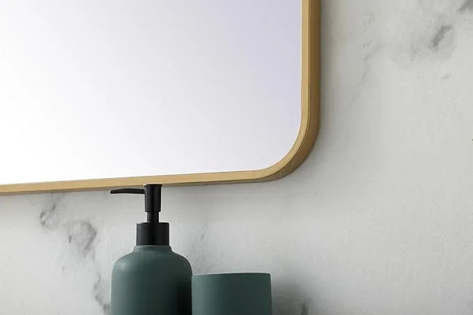 ARS Concepts Aura, Soft Corner Metal Rectangular Mirror 28X42 Inch in, Modern, Brass - ModernBath