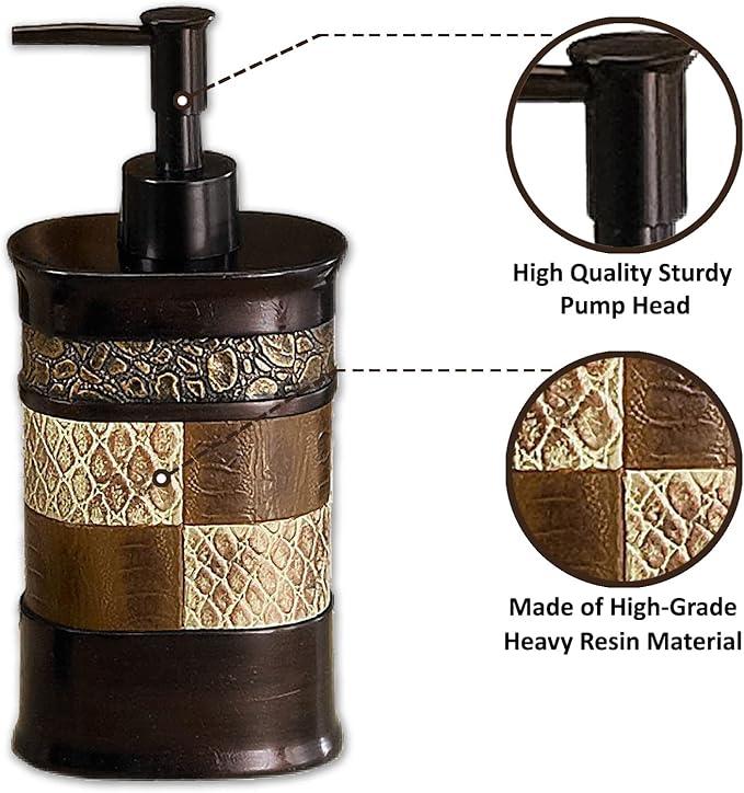 Zahari Home 4pc Zambia Stylish Bathroom Accessories Set Soap Pump, Tumbler, Tooth Brush Holder and Soap Dish Modern Classic Luxury Contemporary Decor Unique Design Animal Western Bath Set - ModernBath