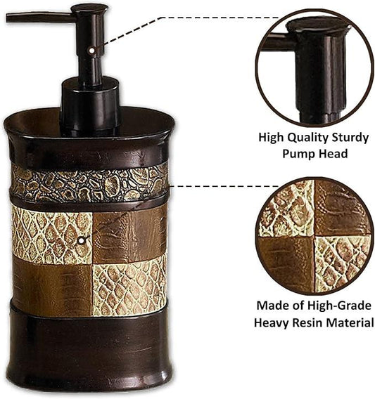 Zahari Home 4pc Zambia Stylish Bathroom Accessories Set Soap Pump, Tumbler, Tooth Brush Holder and Soap Dish Modern Classic Luxury Contemporary Decor Unique Design Animal Western Bath Set - ModernBath