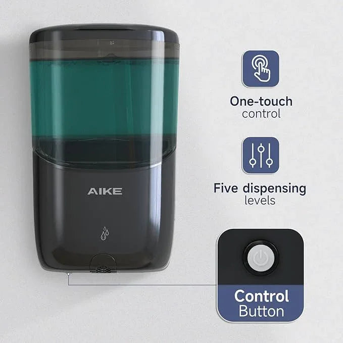 AIKE Liquid Automatic Wall Mount Soap Dispenser,Battery Operated Model AK1216,Black - ModernBath