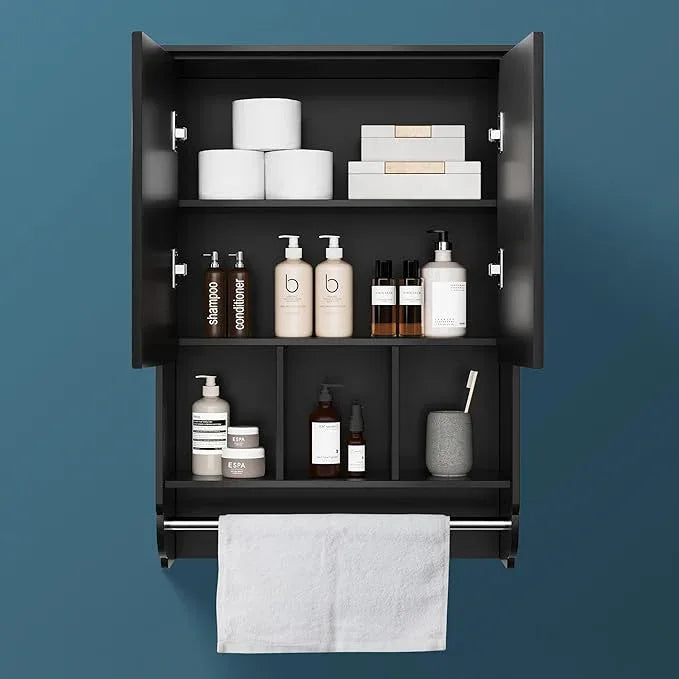 Bathroom Wall Cabinet with Towel Bar,Wooden Medicine Cabinet Adjustable Shelves,23x32 Inch Kitchen Cabinet,Over Toilet Storage Cabinet for Bathroom,Kitchen,Laundry - ModernBath