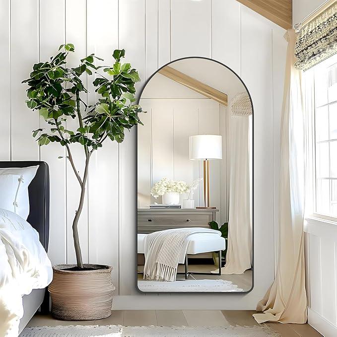 Arched Bathroom Mirror, 55"x36" Black Arched Mirror for Bathroom, Wall Mounted Mirror, Black Vanity Wall Mirror w/Metal Frame for Bedroom, Entryway, Living Room, Hanging or Leaning Against Wall - ModernBath