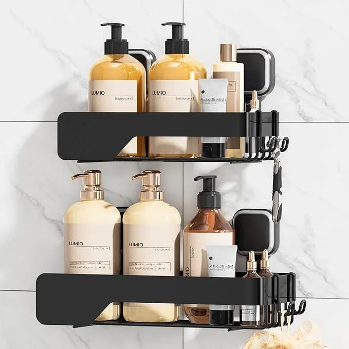TAILI Shower Caddy Suction Cup 2 Pack,Stainless Steel Rustproof Shower Shelves,No Drilling Wall Mounted Basket,Large Capacity,Removable Suction Cup Bathroom Organizers & Home Decor,Black - ModernBath