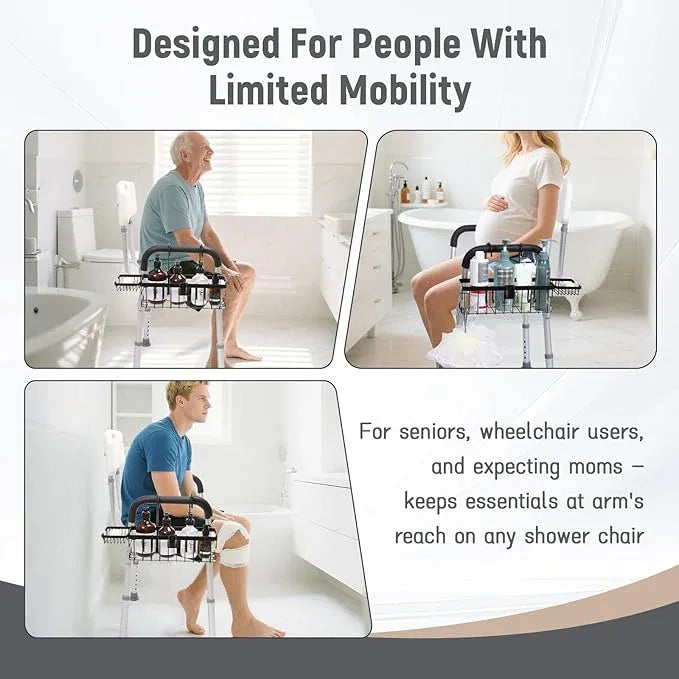 TYYIHUA Hanging Shower Caddy for Shower Chair with Hooks, Soap Tray and Shower Rack, Bathroom Showers Organizer Basket for Elderly, Pregnant, Patient, Handicap Accessories for Daily Living - ModernBath