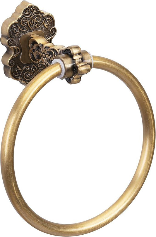 SDH Bathroom Towel Ring - Vintage Style Antique Brass Towel Hanger - Wall Mount Kitchen & Bathroom Hand Towel Holder - Pack of 1 Heavy Duty Decorative Aluminum Hanging Ring for Bathroom Towel Storage - ModernBath