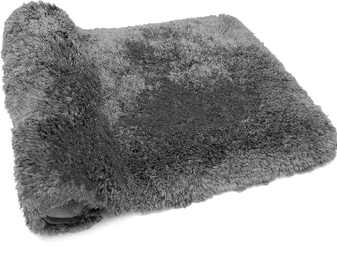 FIFU Bathroom Rugs 24" W x 36" L, Bath Mat for Bathroom, Bedroom, Laundry Room & Kitchen, Non-Slip Rubber Latex Backing, Extra Soft and Absorbent Microfiber Carpet, Machine Washable Rug, Dark Gray - ModernBath