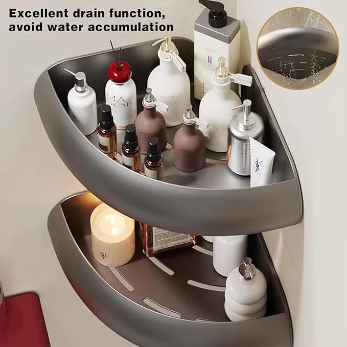 VOLPONE Corner Shower Caddy with Razor Holder Adhesive Shower Shelf Corner No Drilling (adhesive mounting, no suction cup) Bathroom Shower Organizer Storage Rack (2-Pack, Black) - ModernBath
