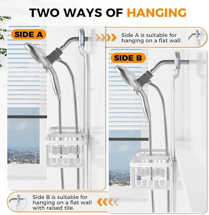 REINHARDT Aluminum Shower Caddy Hanging Adjustable Shower Caddy, Rustproof Hanging Shower Organizer with Hooks Soap Holders, Over Shower Head Caddy for Handheld Showerhead, White - ModernBath
