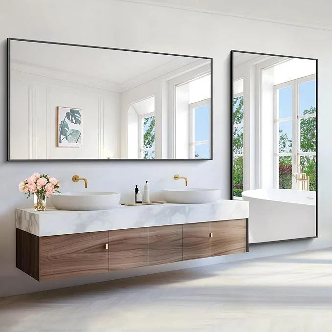 BONEWEI Bathroom Mirror,72x36 inch Bathroom Mirrors for Over Sink,Large Wall Mirror for Bathroom Wall Mounted Rectangle Mirrors,Black Vanity Mirror for Living Room,Bedroom Entryway,Horizontal/Vertical - ModernBath