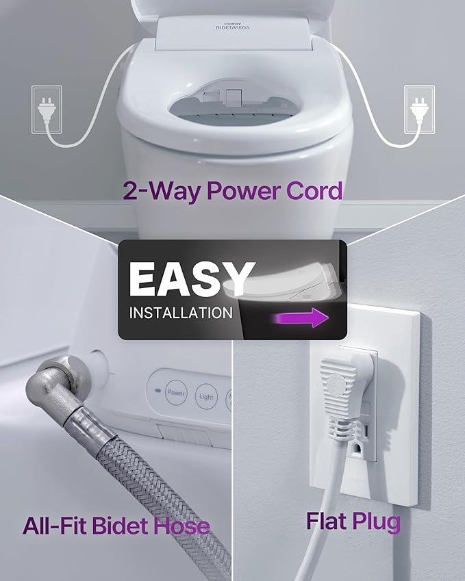 Coway Electronic Bidet Elongated Toilet Seat with Instantaneous Water Heating, Heated Seat and Dryer, Auto Open and Close Lid, Night Light, Deodorizer, Stainless Nozzle, Remote Control 500S - ModernBath