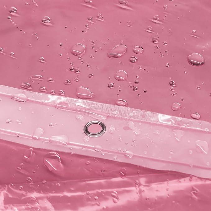 Barossa Design Clear Pink Stall Shower Curtain Liner with 3 Magnets - 36" x 72" Waterproof Lightweight PEVA Plastic Narrow Shower Liner for Small Bathroom, Metal Grommets - Clear Pink - ModernBath