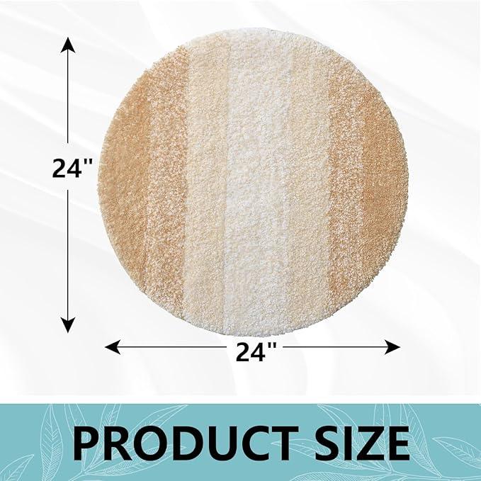 Arotive Microfiber Bathroom Rugs, Shaggy Soft and Absorbent Bath Rug, Non-Slip, Thick Plush Machine Washable Dry Bath Mats for Bathroom, Tub and Shower, 24x24, Beige, Round - ModernBath