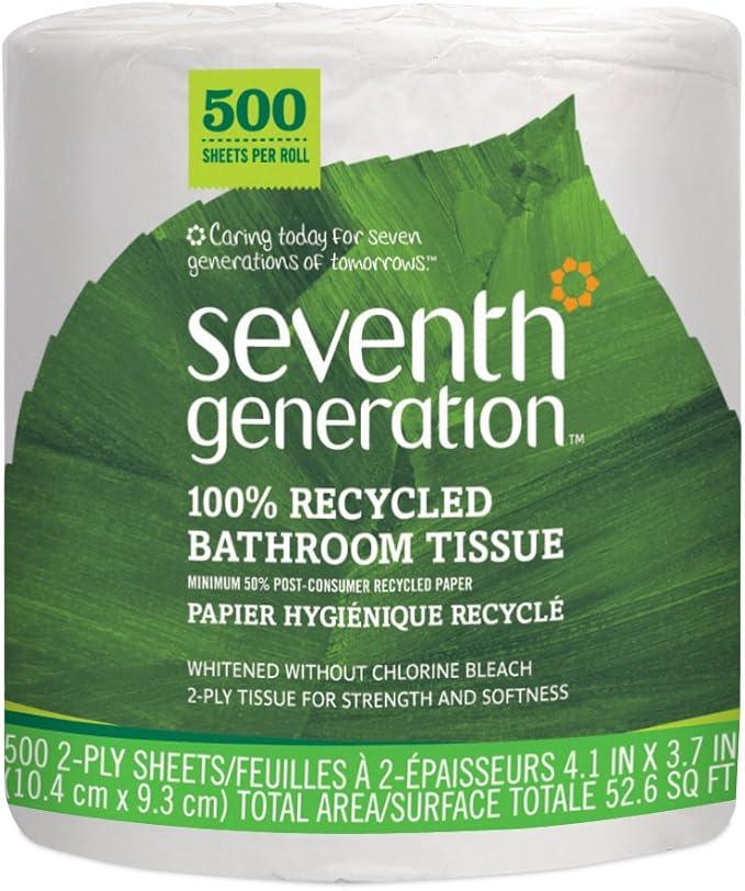 Seventh Generation White Toilet Paper 2-ply 100% Recycled Paper, 500 sheets, Pack of 60 - ModernBath
