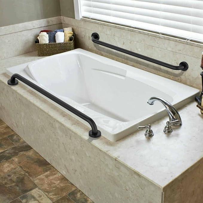 36 Inch Shower Grab Bar Oil Rubbed Black, Munzong Anti Slip Bathroom Grab Bar, Knurled Bathroom Balance Bar,Safety Hand Rail Support Handicap Elderly Injury Senior Assist Bath Handle - ModernBath