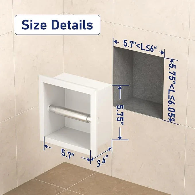 Toilet Paper Holder, in Wall Toilet Roll Holder for Bathroom Renovation, 304Stainless Steel Recessed Toilet Tissue Holder (White) - ModernBath