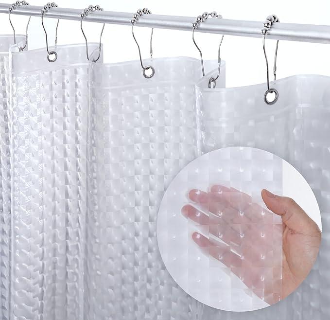 LiBa Waterproof PEVA 8G Shower Curtain, Plastic for Shower Stall, Bathtubs, Heavy Duty Bathroom Shower Curtain, Weighted Magnets,Rustproof Grommets - 3D Cat Eyes Pattern, 72x72 - ModernBath