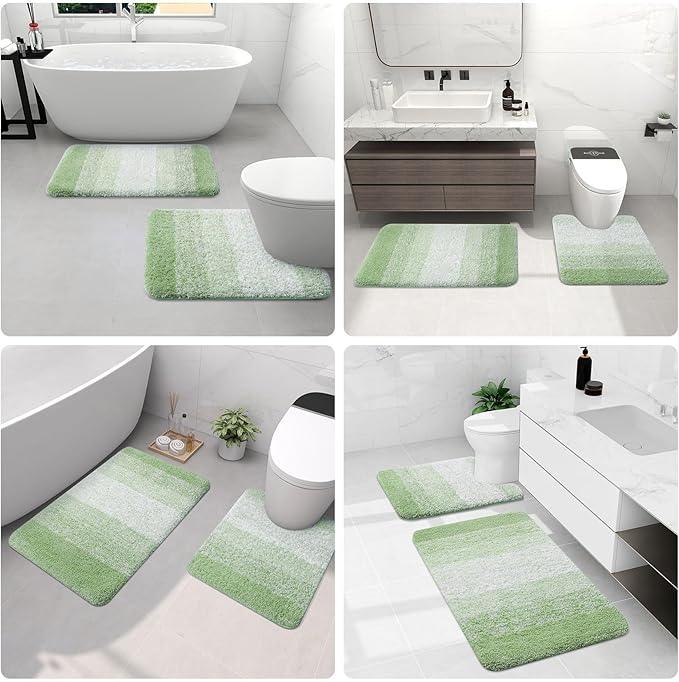 Arotive Microfiber Bathroom Rugs, Shaggy Soft and Absorbent Bath Rug, Non-Slip, Thick Plush Machine Washable Dry Bath Mats for Bathroom, Tub and Shower, 70x24, Sage Green, Rectangular - ModernBath